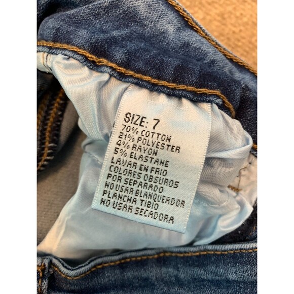 Bamboo Split Hem Flare Jeans Womens 7 (26x29) Mid Rise Whiskered Stretch Denim - Picture 5 of 10